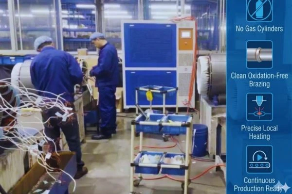 oxyhydrogen flame solution for electric motor winding manufacturing