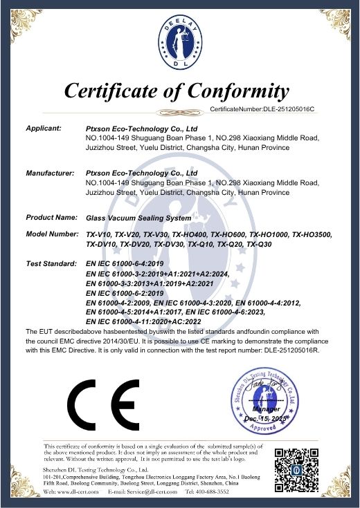 Ptxson oxyhydrogen vacuum sealing system CE EMC