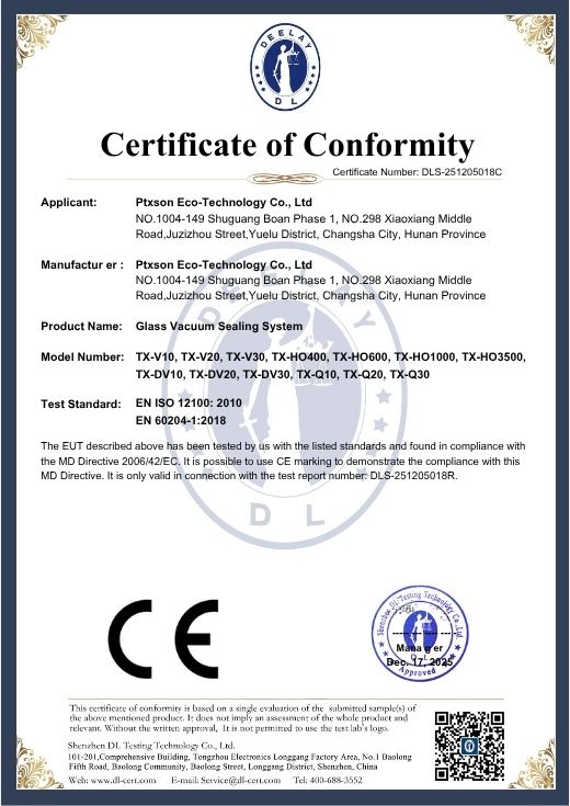 Ptxson oxyhydrogen vacuum sealing system CE MD directive