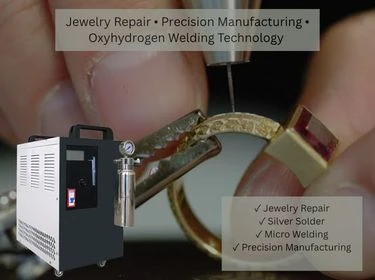 Professional jeweler using oxyhydrogen silver welding technology for precision jewelry repair and silver soldering